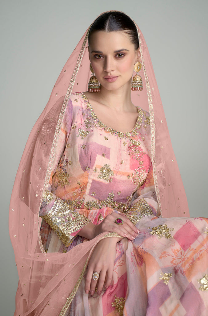 Readymade Partywear Silk Fabric Anarkali Gown