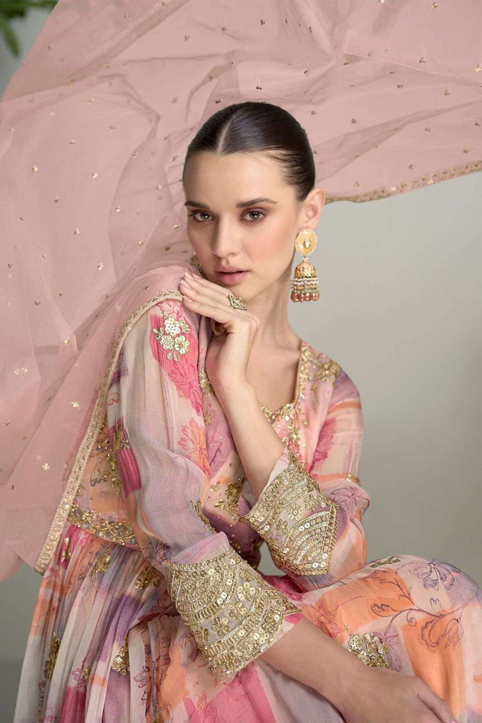 Readymade Partywear Silk Fabric Anarkali Gown