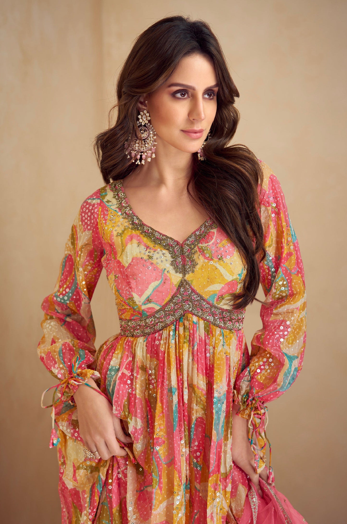 Partywear Readymade Silk Fabric Anarkali Gown