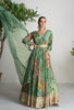 Green Color Partywear Silk Fabric Anarkali Gown