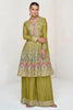 Parrot Color Partywear Embroidery Kurta Palazzo Set
