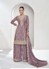 Partywear Purple Color Embroidery Kurta Palazzo Set