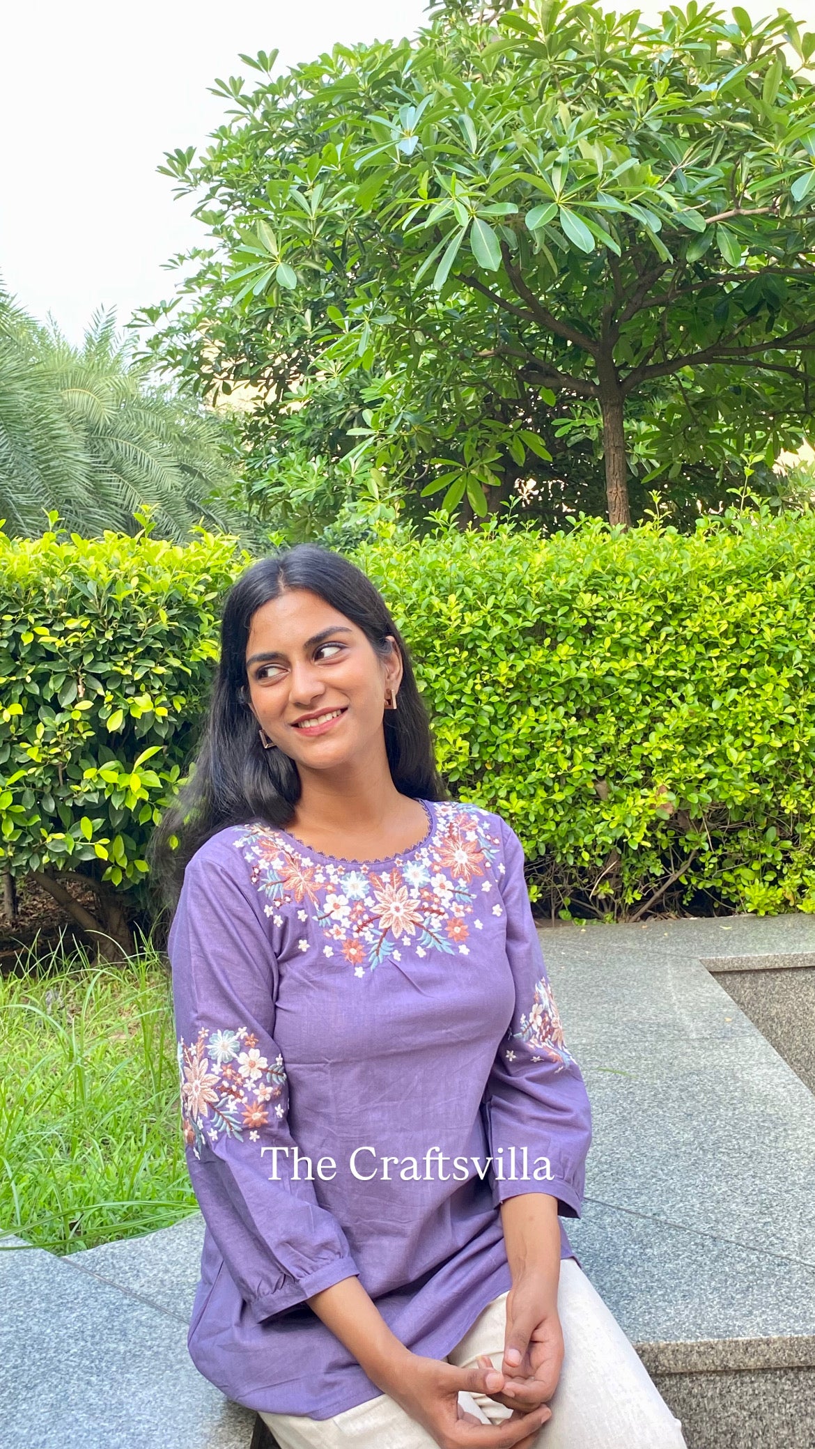 Lavender Cotton Embroidered Top