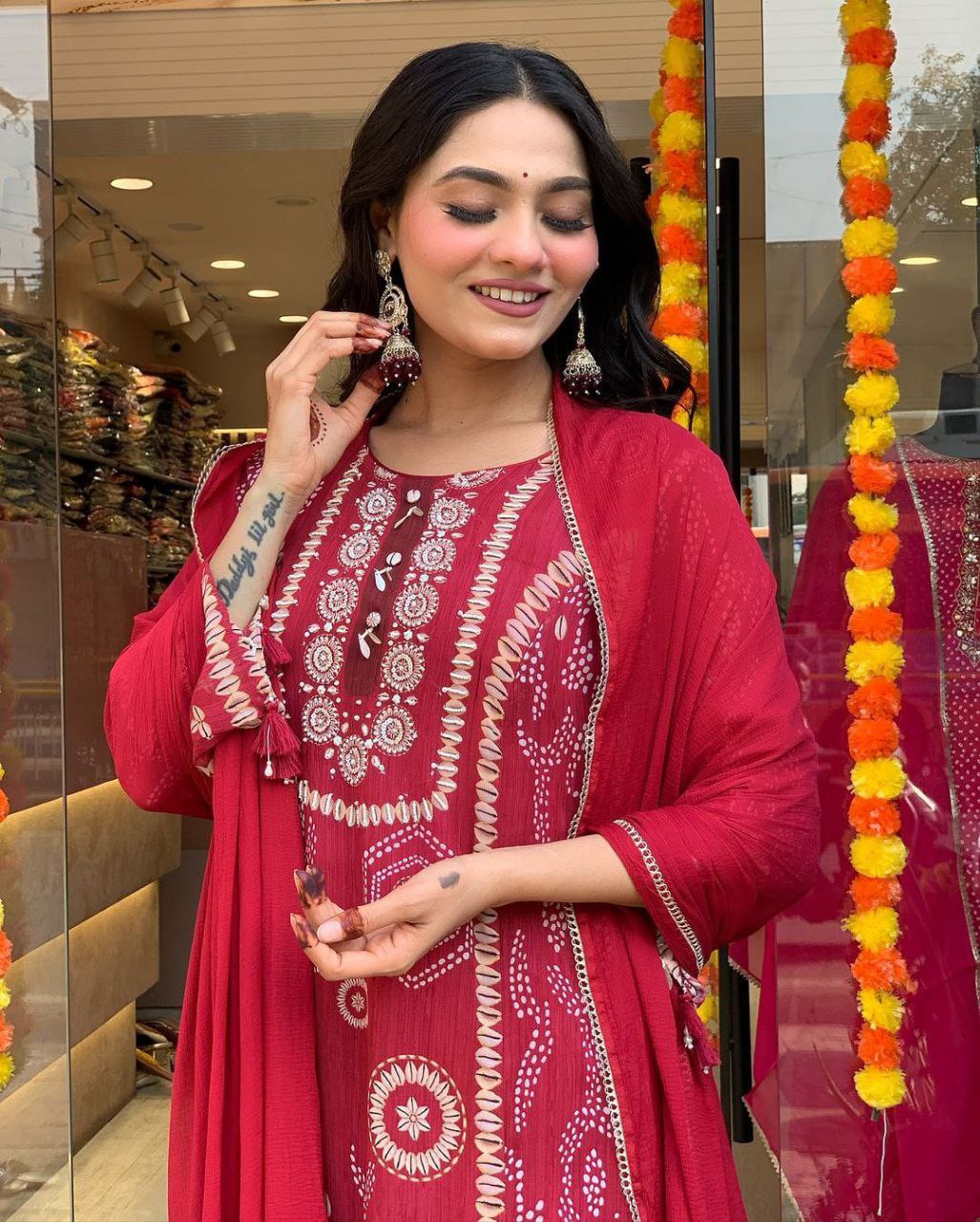Maroon Colur Beautiful Neck Hand Work Cotton Lining Suit Set