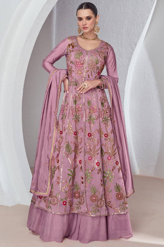 Partywear Viscose Silk Embroidery Lehenga Gown Suit