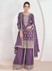 Wine Color Chinon Fabric Embroidery Palazzo Salwar Suit