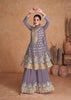 Purple Festival Partywear Georgette Salwar Palazzo Dress
