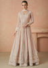 Beige Colour Partywear Embroidery Anarkali Dress