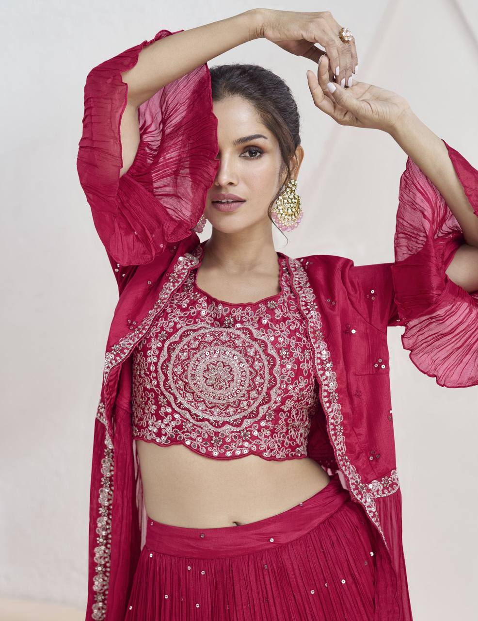 Beautiful Designer Embroidery Work Reday To Wear Lehngha Suit
