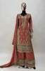 Peach Coluer Partywear Kurta Palazzo Suit
