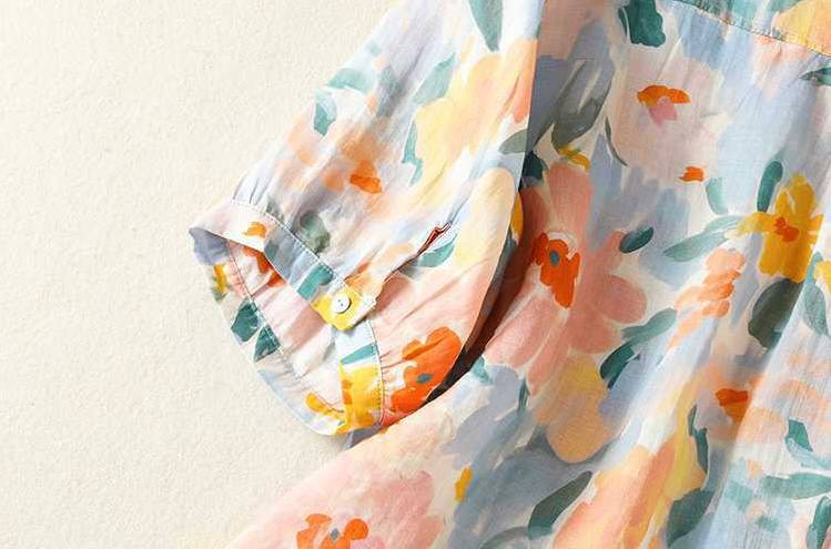 Pure Cotton Light Pink Floral Shirt for Women