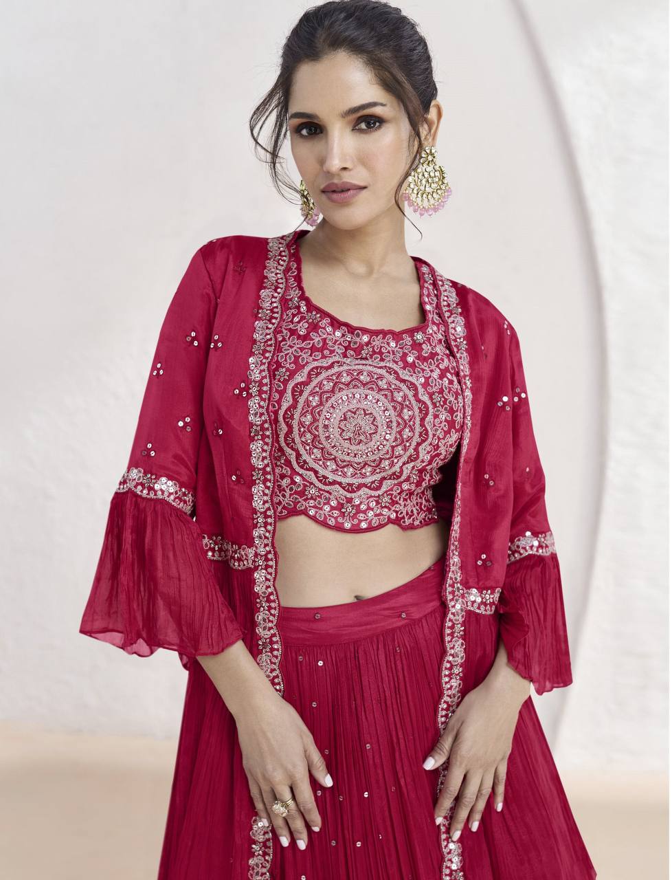 Beautiful Designer Embroidery Work Reday To Wear Lehngha Suit