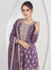 Wine Color Chinon Fabric Embroidery Palazzo Salwar Suit