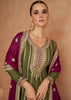 Green Pure Chinon Fabric Partywear Salwar Pent Suit