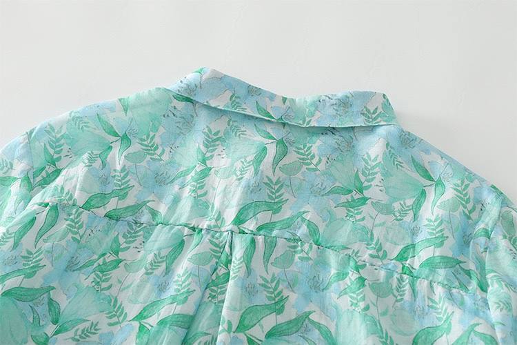Sky Blue Pure Cotton Floral Shirt – Women’s Casual Wear
