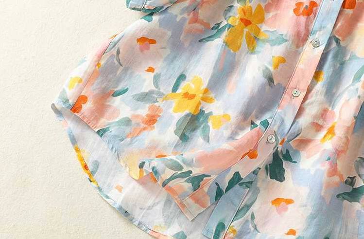 Pure Cotton Light Pink Floral Shirt for Women