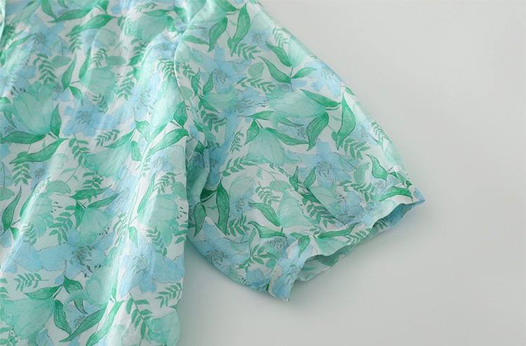 Sky Blue Pure Cotton Floral Shirt – Women’s Casual Wear