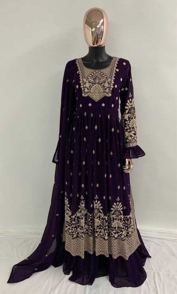 Naira Cut Coffee Coluer Partywear Anarkali Dress Suit