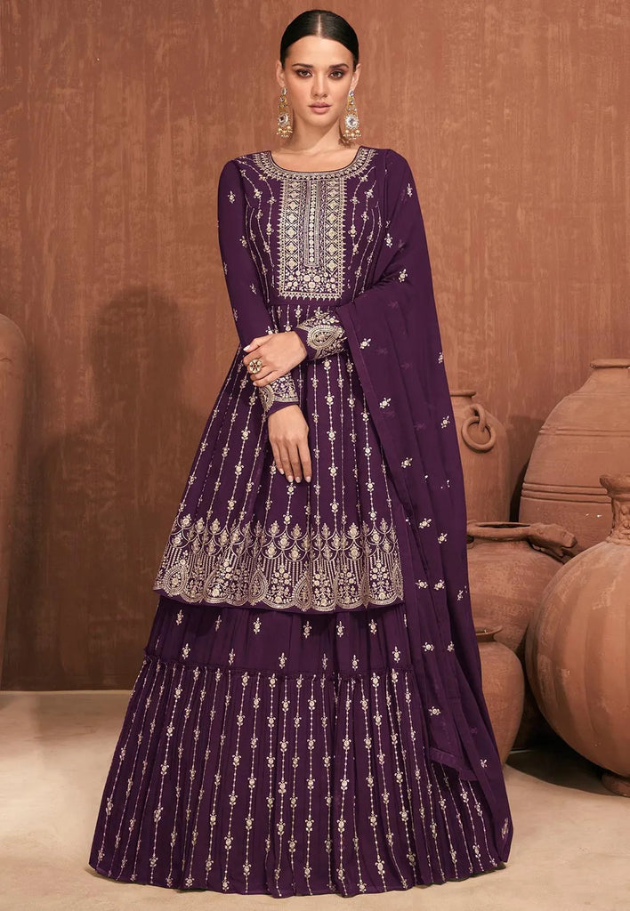 Indian Purpal Coluer Partywear Lehngha Dress