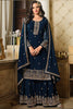 Navy Blue Partywear Salwar Kameez Sharara suit