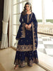 Blue Colure Heavy Embroidery Partywear Dress