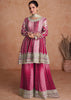 Pink Color Chinon Base Party Wear Sharara Suit