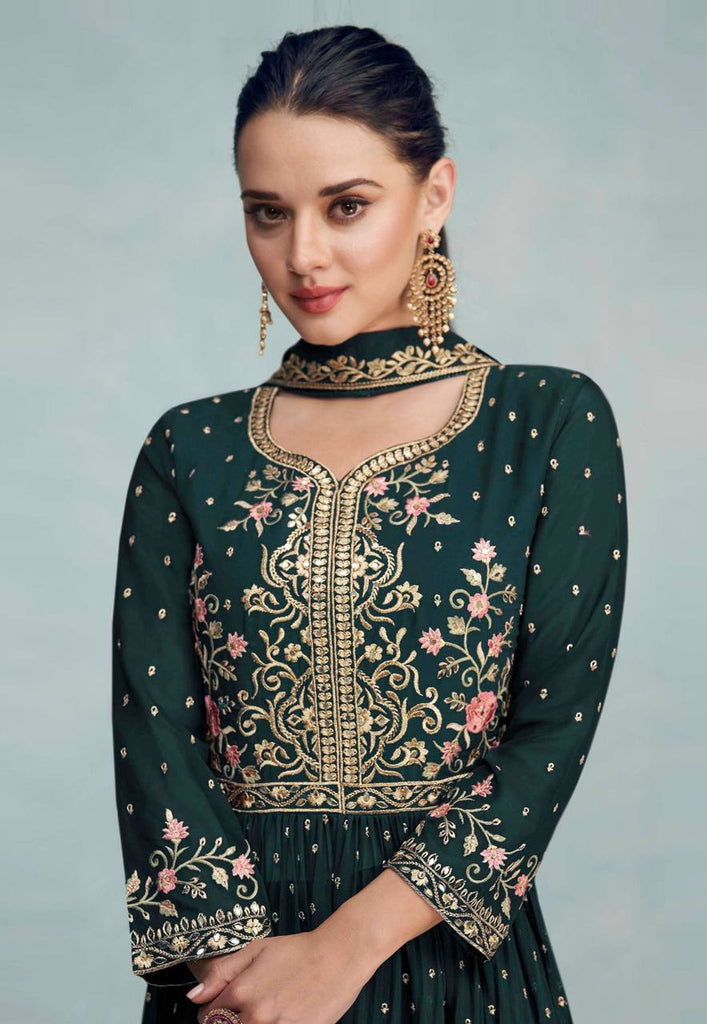 Green Anarkali Nayra Cut Dress