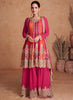 Orange Colure Partywear Sharara Suit With Embroidery