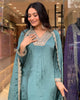 Skyblue Coluer Partywear Chinon Salwar Kameez Palazzo Suit