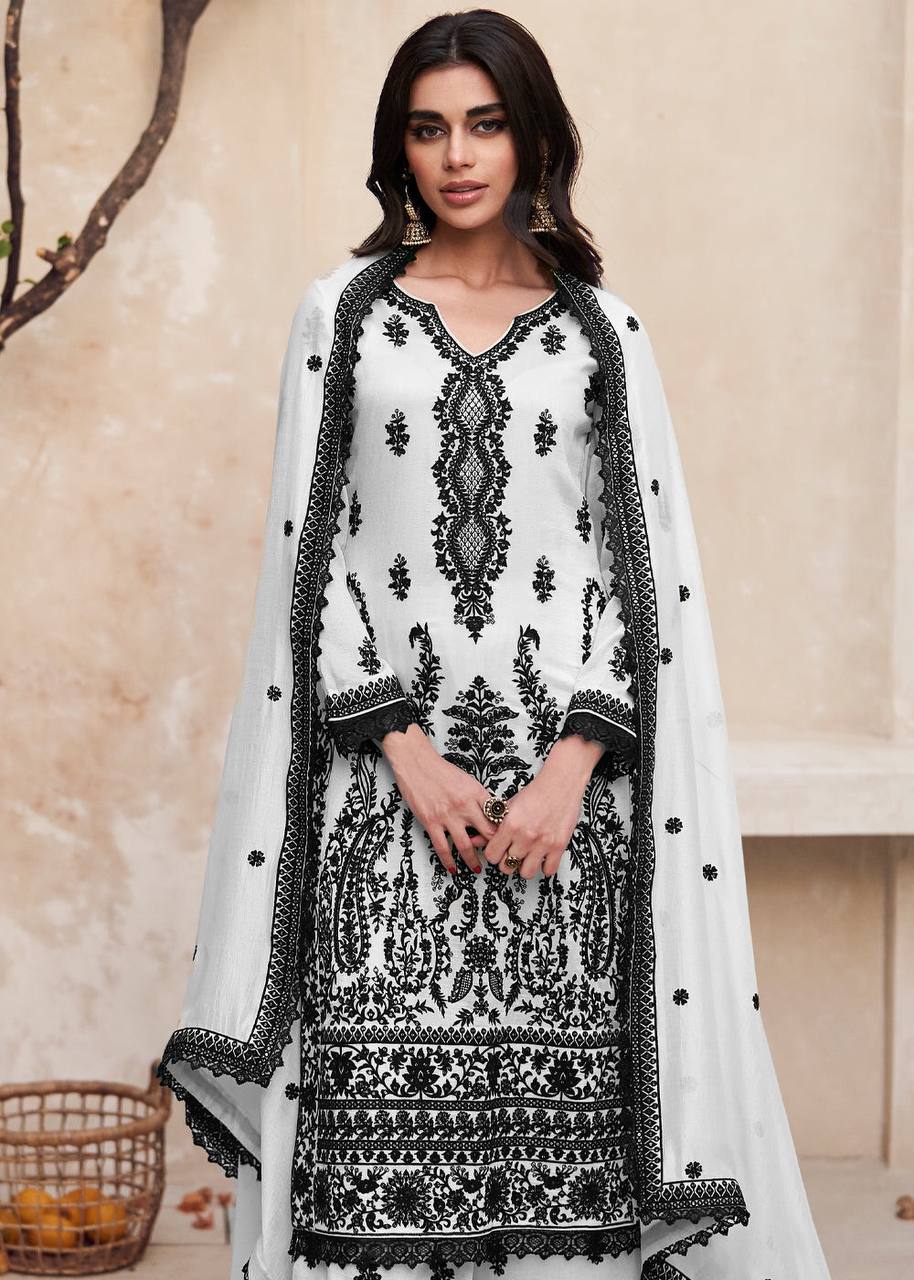 White chikankari hot sale salwar suit