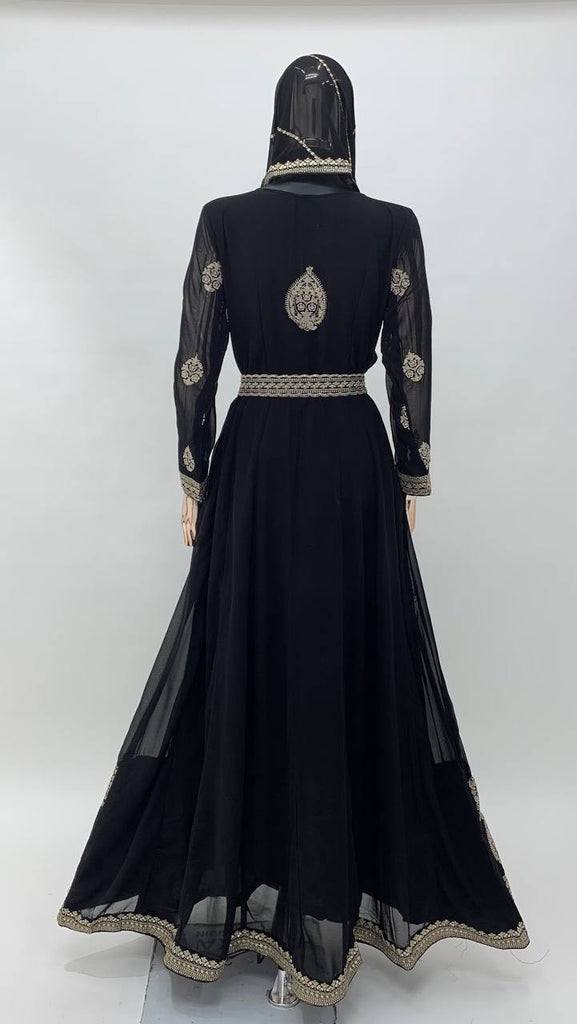 Black Georgette Embroidery Anarkali Dress With Duppta Gown