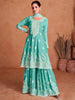 Blue Colure Partywear Designers Heavy Work Palazzo Suit