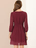 Maroon Fit & Flare V-Neck Georgette Dress