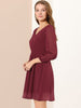 Maroon Fit & Flare V-Neck Georgette Dress